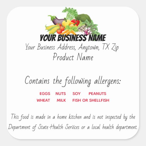 Updated Texas Cottage Law Food label sticker