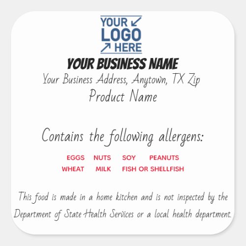 Updated Texas Cottage Law Food label sticker