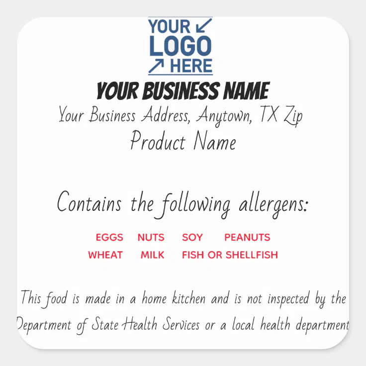 Updated Texas Cottage Law Food label sticker | Zazzle