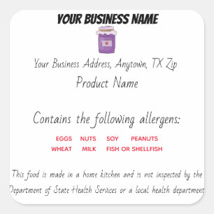 Updated Texas Cottage Law Food label sticker