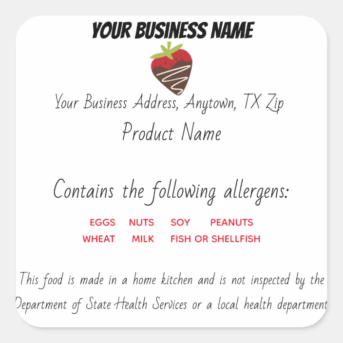 Updated Texas Cottage Law Food label sticker | Zazzle.com