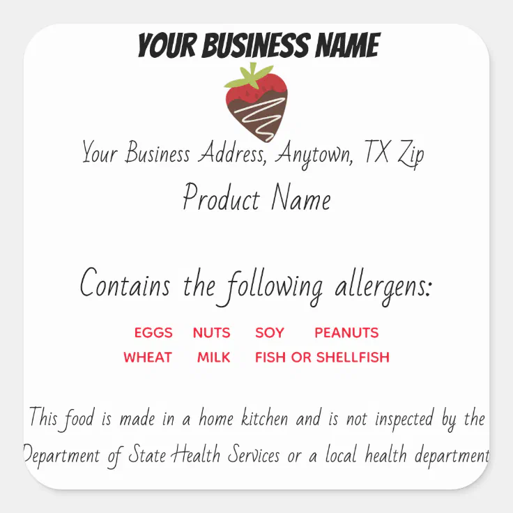 Updated Texas Cottage Law Food label sticker | Zazzle