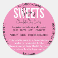 Updated Texas State Cottage Law Ingredients Label