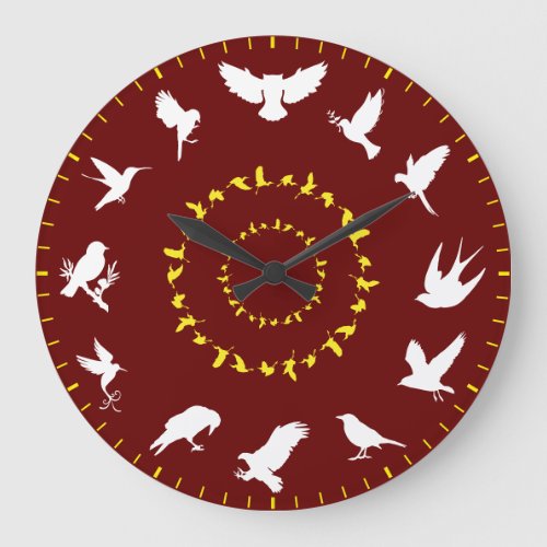 Updated Unique Wild Bird Silhouettes Themed Large Clock