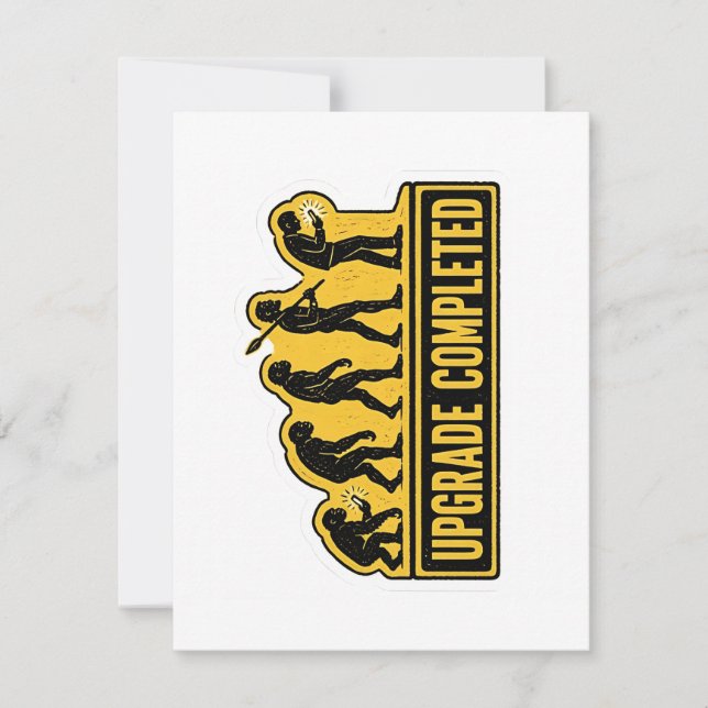 Upgrade Completed Funny Evolution Meme Note Card (Front)