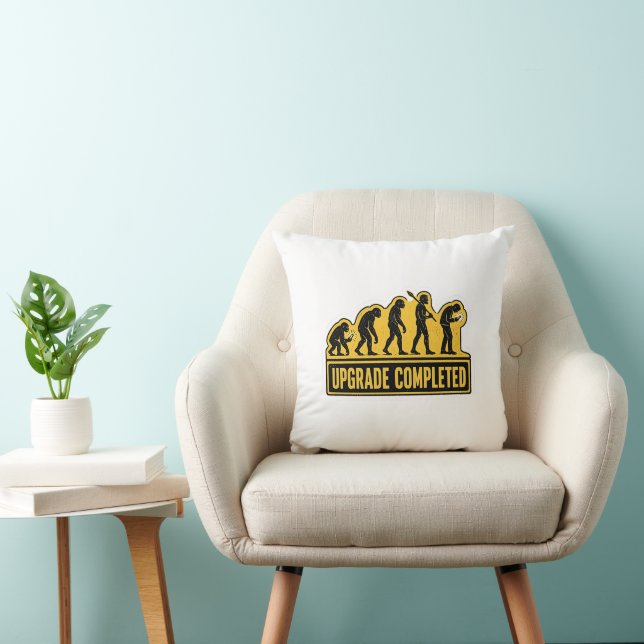 Upgrade Completed Funny Evolution  Throw Pillow (Chair)