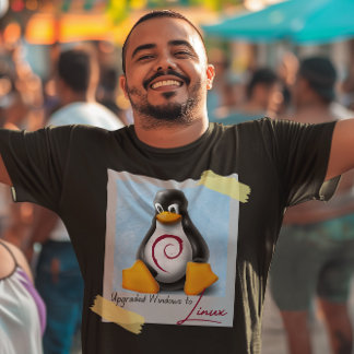 Upgraded Windows Debian Linux Tux T-Shirt