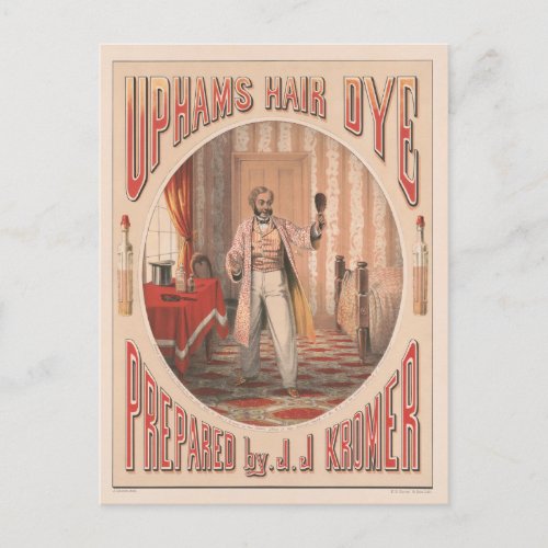 Uphams Hair Dye Circa 1864 Postcard