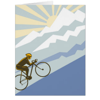 Uphill Cyclist Illustration Cards