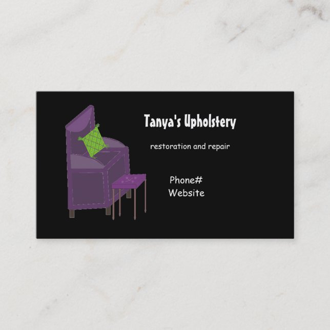 Upholstery and Design Business Card (Front)