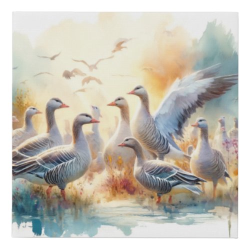 Upland Geese Canquen AREF11404 _ Watercolor Faux Canvas Print