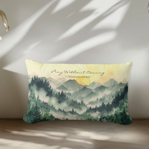 Uplifting Bible Verse 1 Thessalonians 5:17 Nature Lumbar Pillow