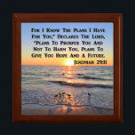 UPLIFTING JEREMIAH 29:11 SUNRISE GIFT BOX<br><div class="desc">Share God’s blessings and miracles with this uplifting Jeremiah 29:11 seagulls and sunrise over the ocean photo on Tees, Apparel, Home Décor, and Gifts from www.zazzle.com/myheavenlyblessings. “For I know the plans I have for you" Declares the Lord." Plans to prosper you and not harm you. Plans to give you a...</div>