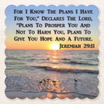 UPLIFTING JEREMIAH 29:11 SUNRISE PAPER COASTER<br><div class="desc">Share God’s blessings and miracles with this uplifting Jeremiah 29:11 seagulls and sunrise over the ocean photo on Tees, Apparel, Home Décor, and Gifts from www.zazzle.com/myheavenlyblessings. “For I know the plans I have for you" Declares the Lord." Plans to prosper you and not harm you. Plans to give you a...</div>