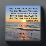 UPLIFTING JEREMIAH 29:11 SUNRISE PLAQUE<br><div class="desc">Share God’s blessings and miracles with this uplifting Jeremiah 29:11 seagulls and sunrise over the ocean photo on Tees, Apparel, Home Décor, and Gifts from www.zazzle.com/myheavenlyblessings. “For I know the plans I have for you" Declares the Lord." Plans to prosper you and not harm you. Plans to give you a...</div>