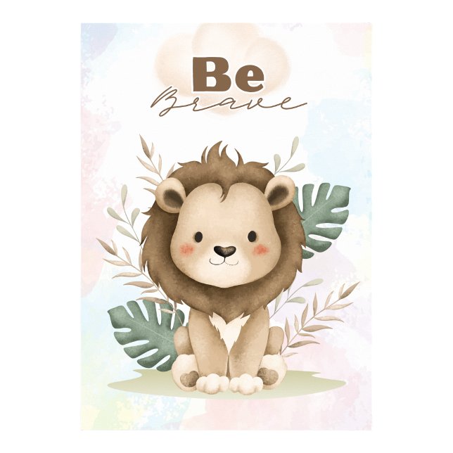 Uplifting  Lion nursery wall poster Be brave (Uplifting Lion nursery wall poster Be brave)
