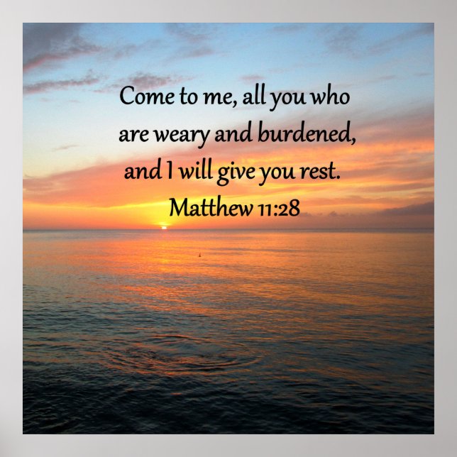 UPLIFTING MATTHEW 11:28 SCRIPTURE VERSE SUNRISE POSTER (Front)