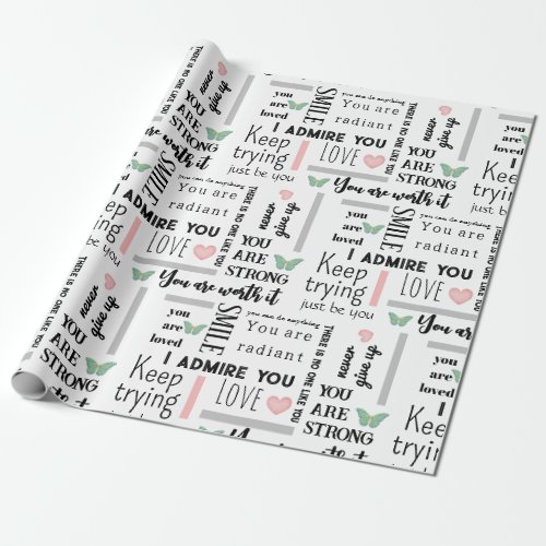 Uplifting phrases wrapping paper