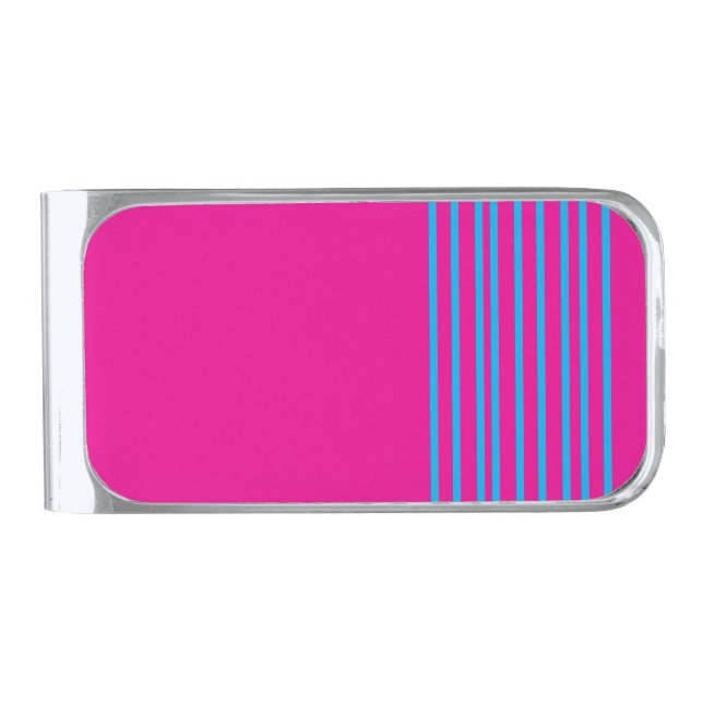 Uplifting Pink Pallette  Silver Finish Money Clip (Front)
