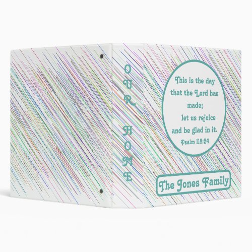 Uplifting Psalm 11824 Rainbow Lines Name Home  3 Ring Binder