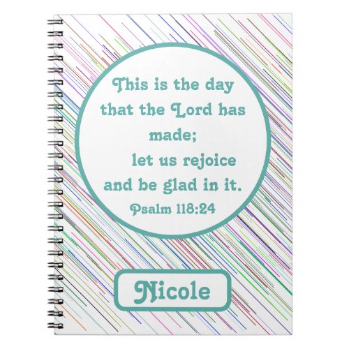 Uplifting Psalm 11824 Rainbow Lines Name Notebook
