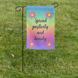 Uplifting Rainbow with Flowers Garden Flag