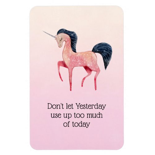 Uplifting Saying Pink Unicorn with Black Mane Magnet