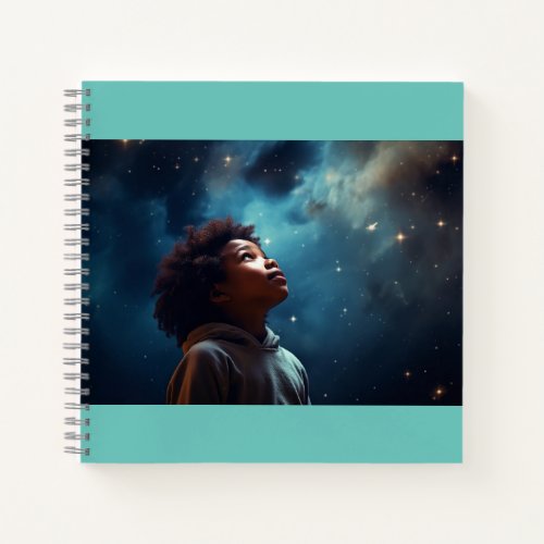 Uplifting Scene of Child Looking at Stars  Notebook