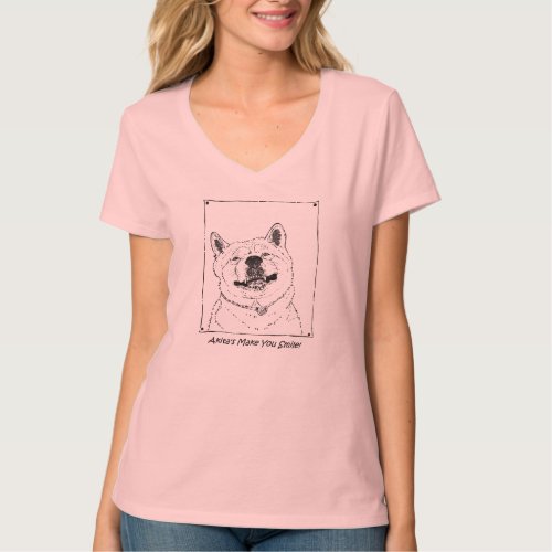 uplifting slogan with funny akita smiling dog T_Shirt