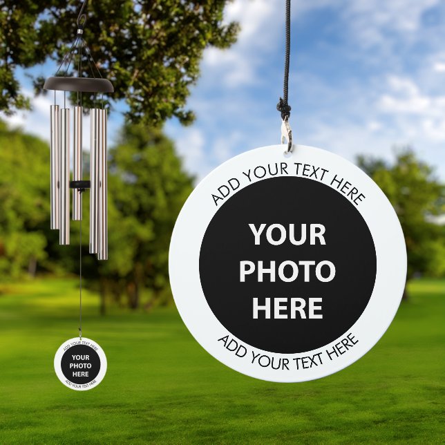 Upload 2 Photos & Add Text – Customize Picture Wind Chime (Outdoor)
