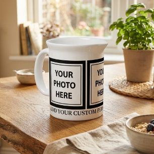 Upload 3 Photos & Add Text – Customize Picture Beverage Pitcher