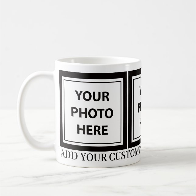 Upload 3 Photos & Add Text – Customize Picture Coffee Mug (Left)