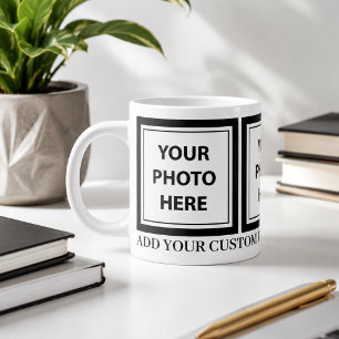 Upload 3 Photos & Add Text – Customize Picture Giant Coffee Mug