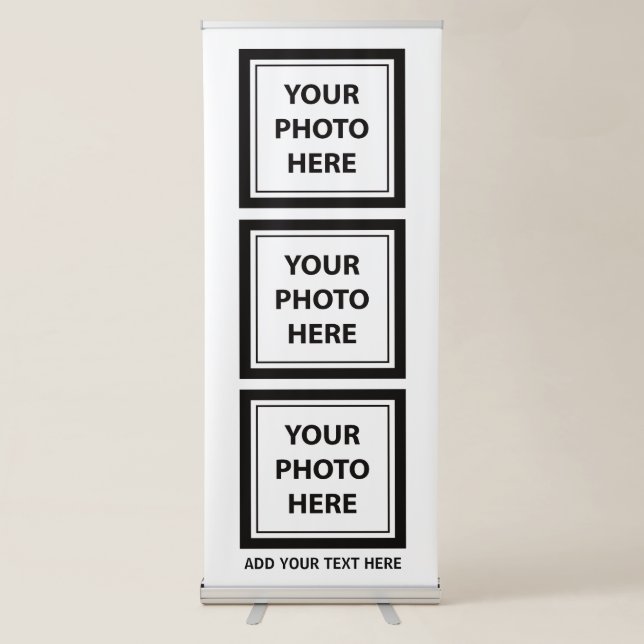 Upload 3 Photos & Add Text – Simple Picture Retractable Banner (Front)