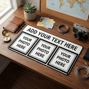 Upload 3Photos & Add Text – Simple Picture Desk Mat