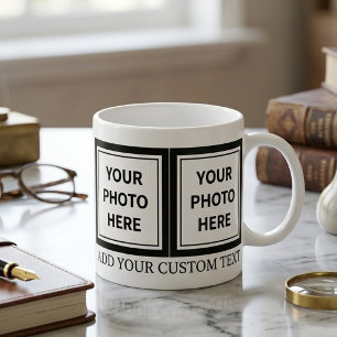 Upload 4 Photos & Add Text – Customize Picture Espresso Cup