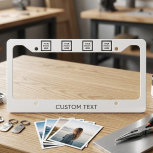 Upload 4 Photos & Add Text – Customize Picture License Plate Frame