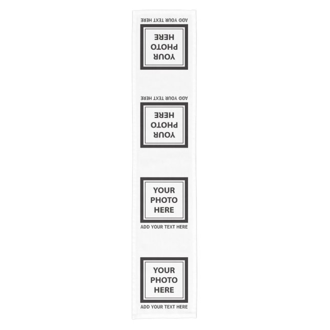 Upload 4 Photos & Add Text – Customize Picture Short Table Runner (Front)