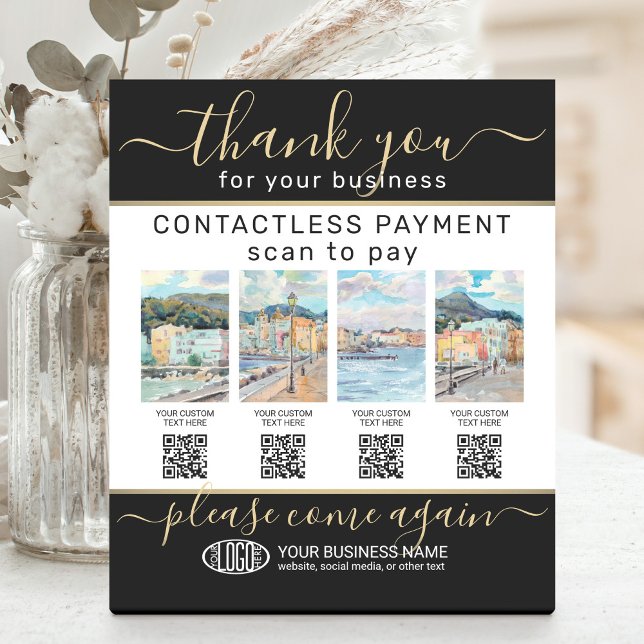 Upload 4 Product Images, QR Codes & Business Logo Pedestal Sign (Creator Uploaded)