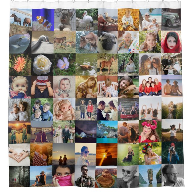 Upload 64 photo shower curtain (Front)