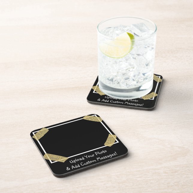 Upload a Photo and Add a Custom Personal Message Beverage Coaster (Right Side)