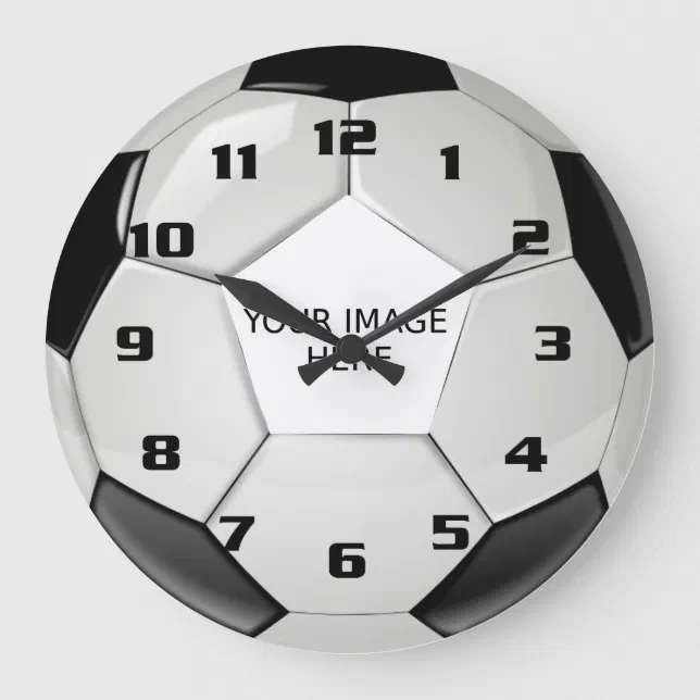 Upload a Photo Create your Custom Soccer Ball Large Clock | Zazzle