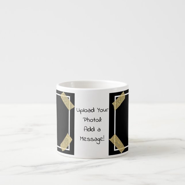 Upload & Add 2 Photos with Personal Custom Message Espresso Cup (Front)