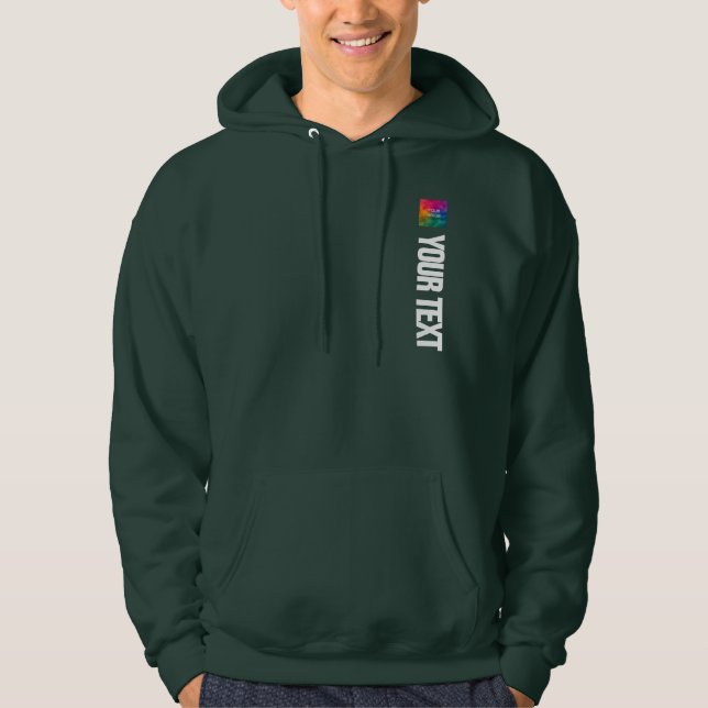 Upload Add Image Text Template Mens Elegant Modern Hoodie (Front)