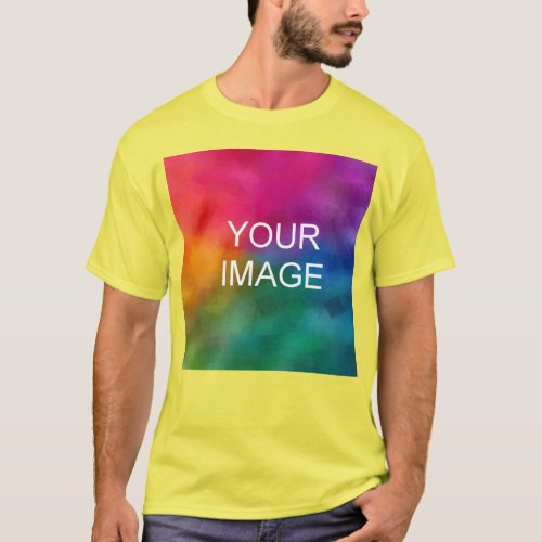 Upload Add Photo Logo Text Yellow Template Mens T_Shirt
