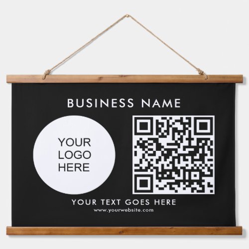 Upload Add Your Business Logo Text QR Code Here Hanging Tapestry