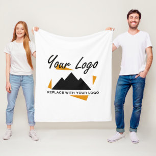 Upload Add Your Logo Photo Collage Retro Pattern Fleece Blanket