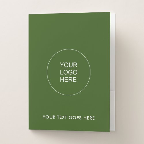 Upload Add Your Logo Text Here Trendy Forest Green Pocket Folder