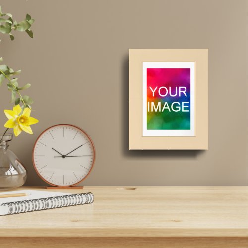 Upload Add Your Photo Inset White Mat Natural Wood Framed Art