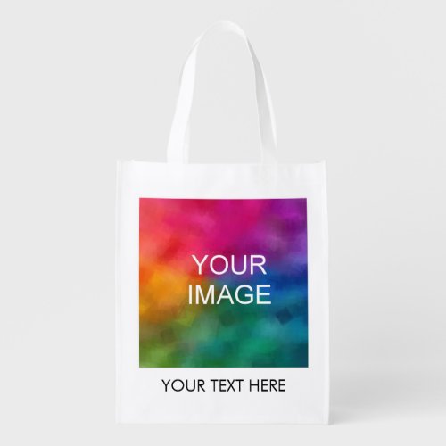 Upload Add Your Text Image Logo Photo Template Grocery Bag